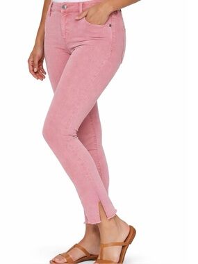 Universal Thread Mid Rise Skinny Ankle Jeans Dusty Rose Pink 10 Raw Hem Slit